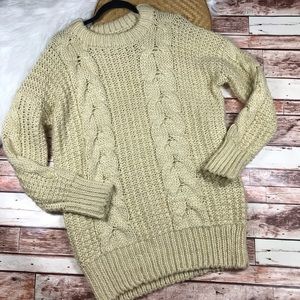 Unif x urban outfitters oversized cream cable knit fisherman sweater
